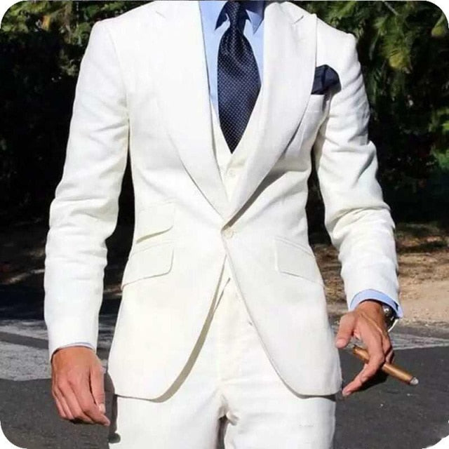 Wiaofellas Classy Wedding Tuxedos Suits Slim Fit Bridegroom For Men 3 Pieces Groomsmen Suit Male Cheap Formal Business (Jacket+Vest+Pants)