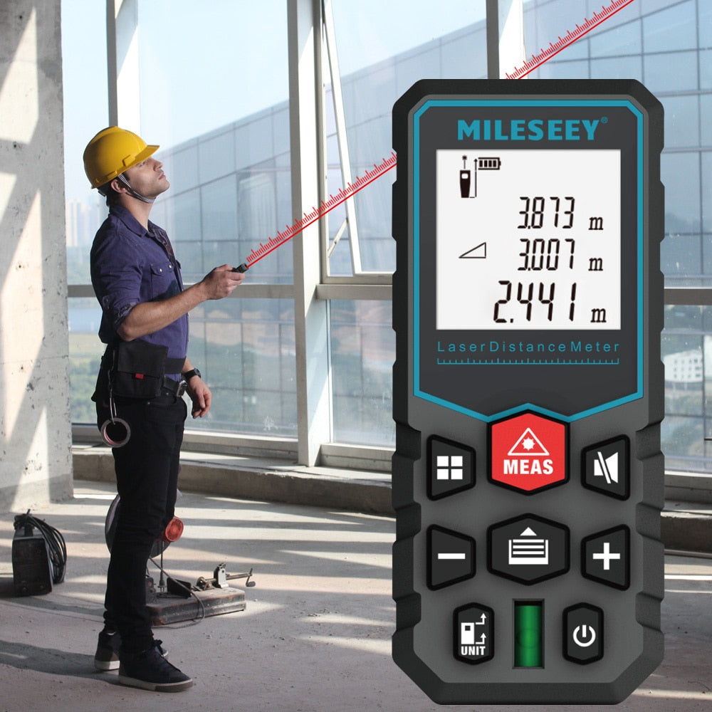 Mileseey laser distance meter electronic roulette laser digital tape rangefinder trena metro laser range finder measuring tape