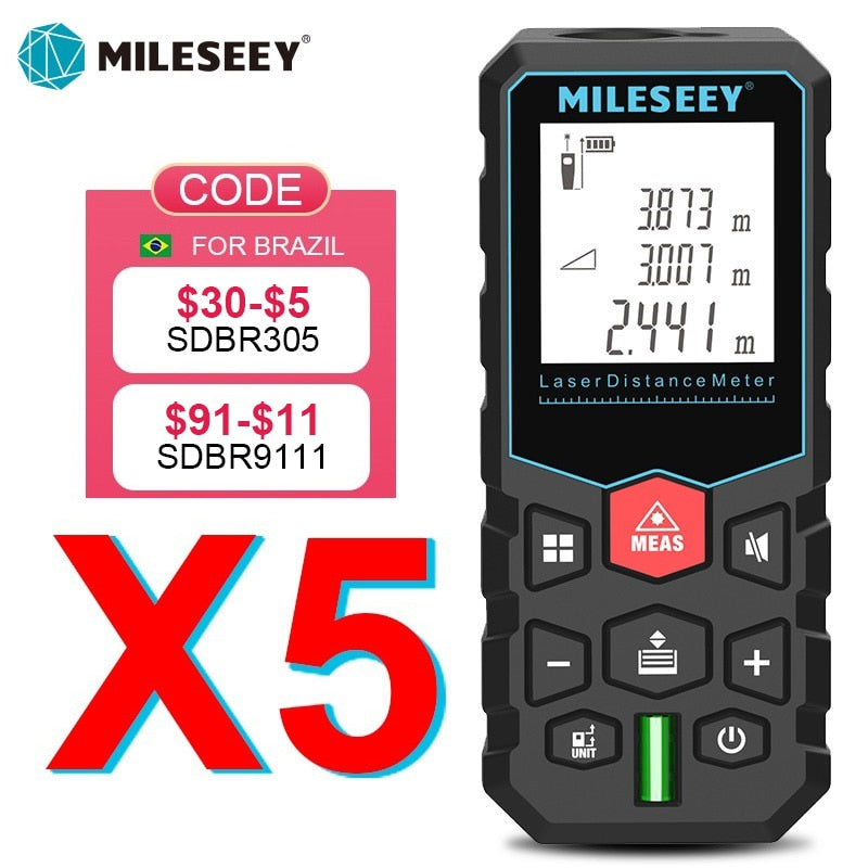 Mileseey laser distance meter electronic roulette laser digital tape rangefinder trena metro laser range finder measuring tape
