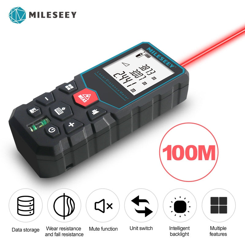 Mileseey laser distance meter electronic roulette laser digital tape rangefinder trena metro laser range finder measuring tape