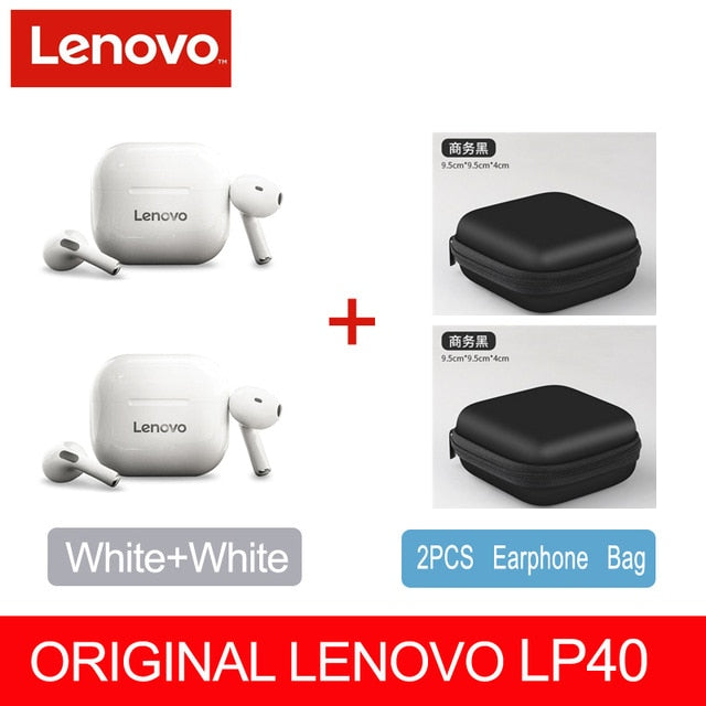 NEW Original Lenovo TWS Wireless Earphone Bluetooth 5.0 Dual Stereo MINI Reduction Bass Touch Control Long Standby 300mAH LP40