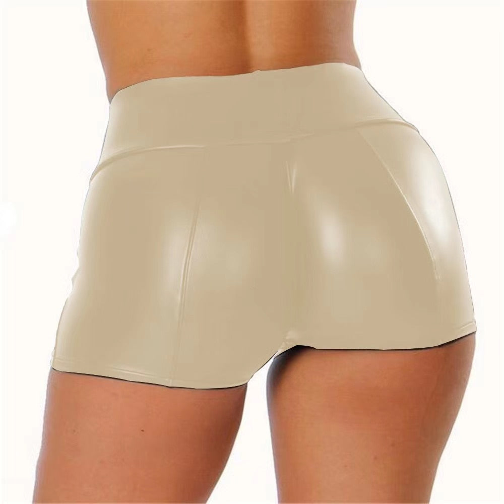 Summer Women Plus Size PU Leather Shorts Black Sexy Bodycon Flexible Faux Leather High Waist Shorts Slim Hot Pants Custom