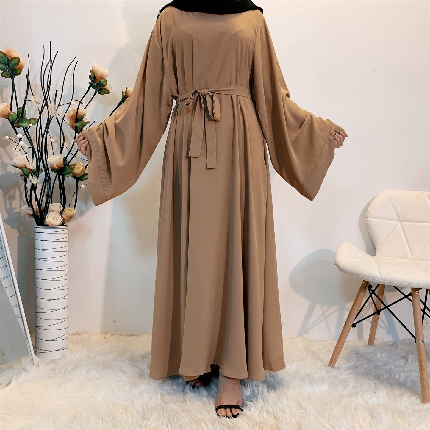 AliExpress ebay Amazon Middle East Dubai hot sale solid color large size tie Muslim dress 6394