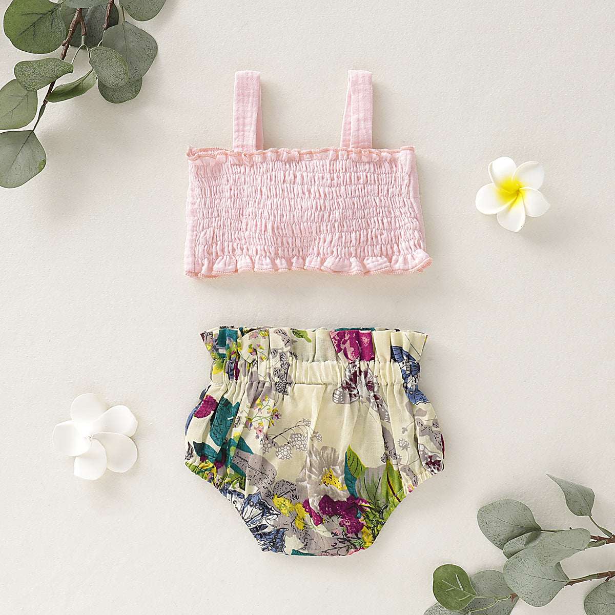US Summer Newborn Baby Girl Clothes Bow Vest Tops+Floral Shorts Outfit Sunsuit