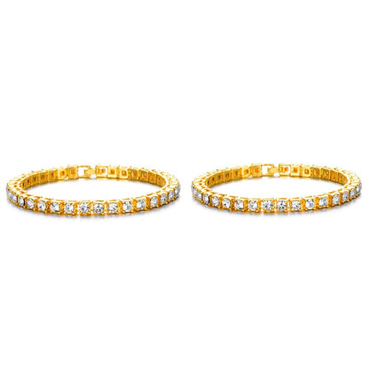 Hip hop 1row 2pcs vendendo bling cz iced out strass pulseira de zircônia cúbica pulseiras de cadeia de tênis para mulheres homens jóias