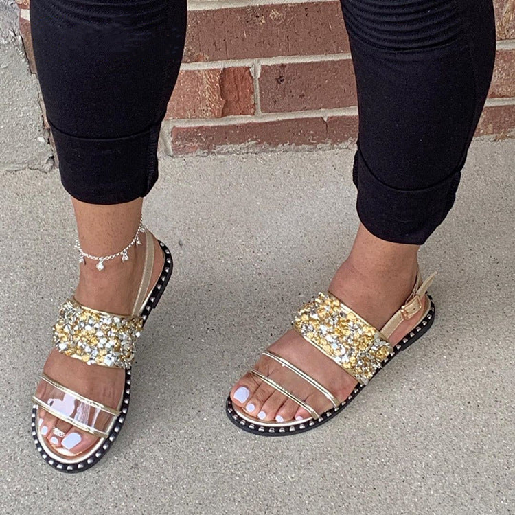 popular sandals flat ladies beach shoes slippers
