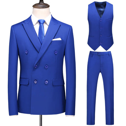 Dreiteiliger Männer Anzug Zweireiher Solide Business Formale Hochzeit Klassische  Slim Fit Smoking Weste Jacke Hosen