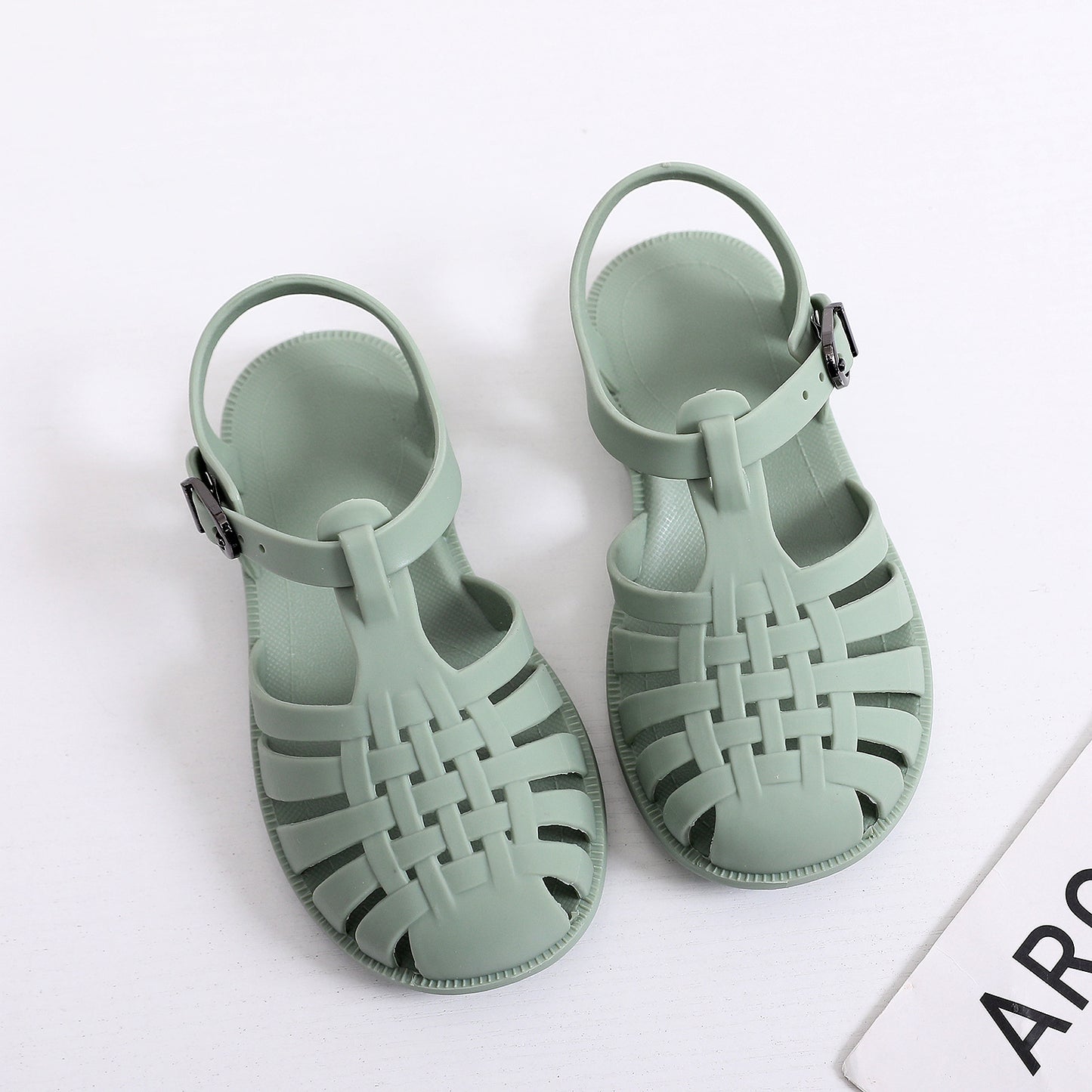 Children's Baotou sandals spring and summer boys and girls soft bottom hollow hole shoes flat jelly shoes baby toddler shoes