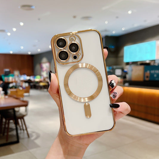 Magnetic Wireless Charger Electroplating Lens Protector Phone Case