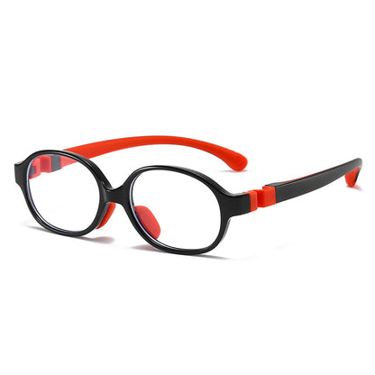 New children's anti-blue glasses fashion two-color silicone computer flat light frame glasses spot wholesale D-01