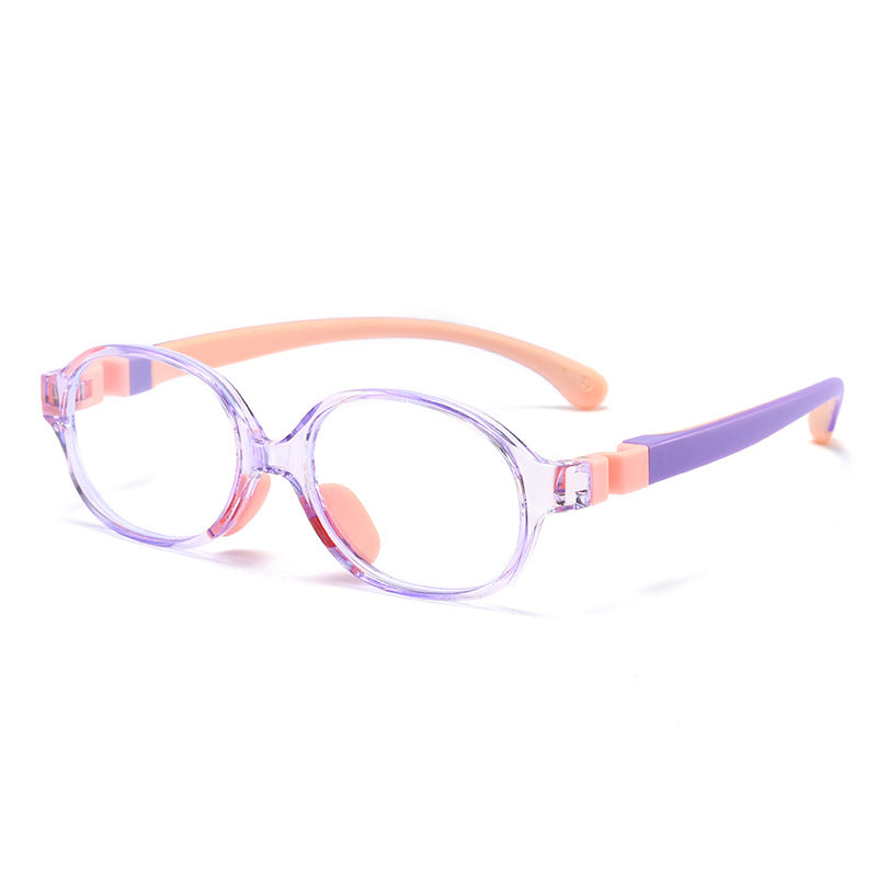 New children's anti-blue glasses fashion two-color silicone computer flat light frame glasses spot wholesale D-01