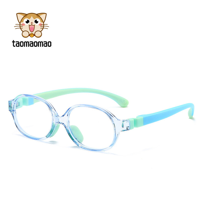 New children's anti-blue glasses fashion two-color silicone computer flat light frame glasses spot wholesale D-01