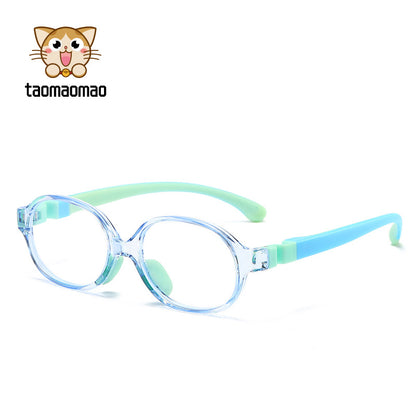 New children's anti-blue glasses fashion two-color silicone computer flat light frame glasses spot wholesale D-01