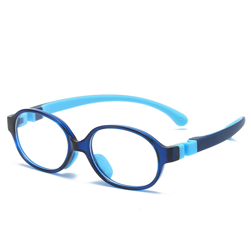 New children's anti-blue glasses fashion two-color silicone computer flat light frame glasses spot wholesale D-01