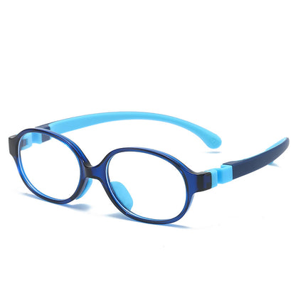 New children's anti-blue glasses fashion two-color silicone computer flat light frame glasses spot wholesale D-01