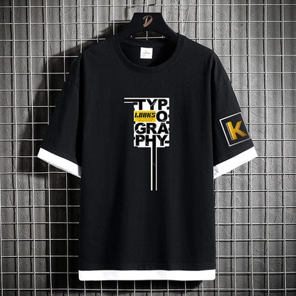 HIP HOP LOOSE Mens T-shirts Casual Classic 2023 Summer Short Sleeves Black White Tshirt Tees Plus OVERSize L-6XL 7XL 8XL