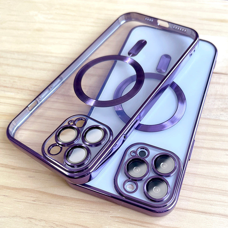 Magnetic Wireless Charger Electroplating Lens Protector Phone Case
