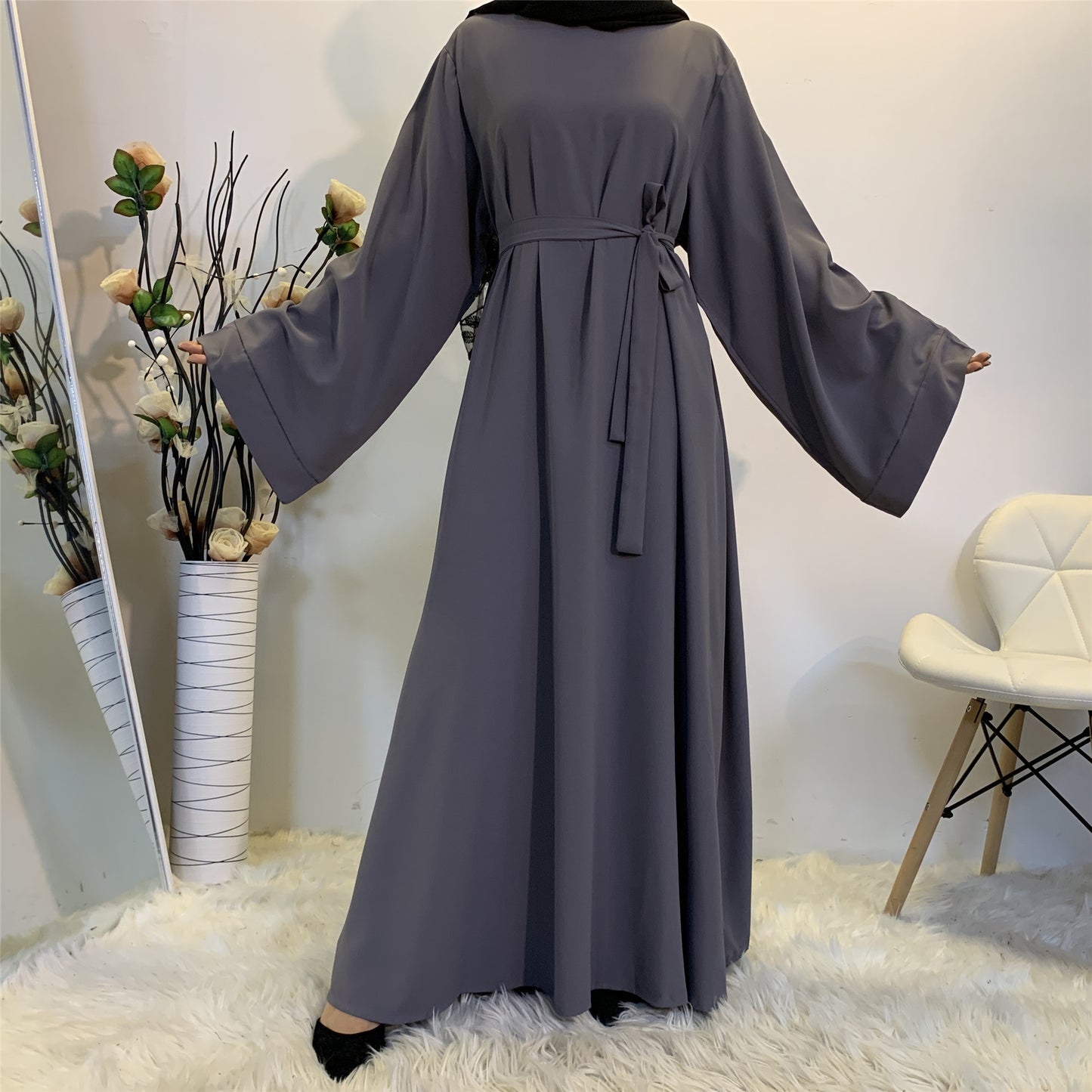 AliExpress ebay Amazon Middle East Dubai hot sale solid color large size tie Muslim dress 6394