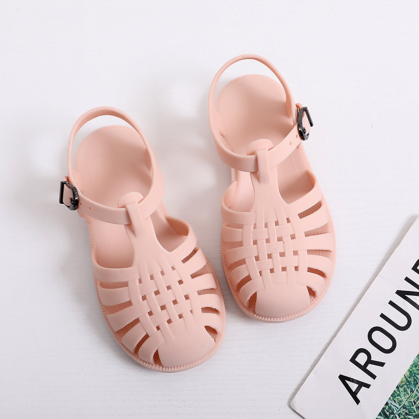 Children's Baotou sandals spring and summer boys and girls soft bottom hollow hole shoes flat jelly shoes baby toddler shoes