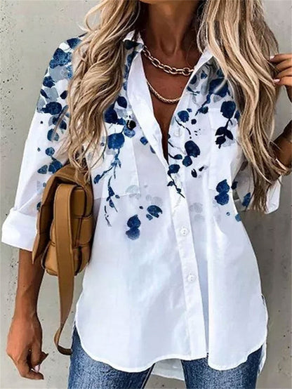 Wenkouban   New Women Shirts Summer Casual Loose Half Sleeve Button Floral Print Shirt Top Female Fashion Elegant Cardigan Blouses Plus Size