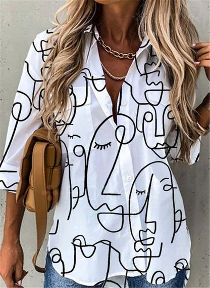 Wenkouban   New Women Shirts Summer Casual Loose Half Sleeve Button Floral Print Shirt Top Female Fashion Elegant Cardigan Blouses Plus Size