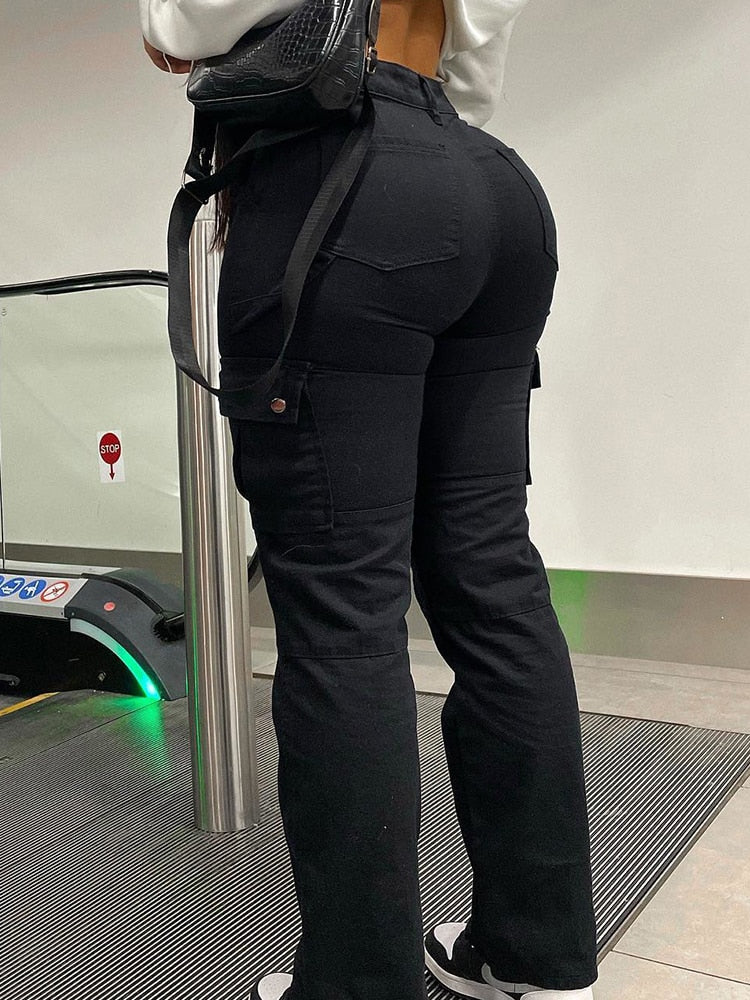 Straight Leg high waist Cargo Pants Women
