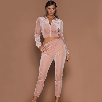 Velvet bubble gum track suit