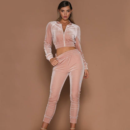 Velvet bubble gum track suit
