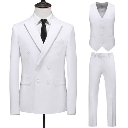 Dreiteiliger Männer Anzug Zweireiher Solide Business Formale Hochzeit Klassische  Slim Fit Smoking Weste Jacke Hosen
