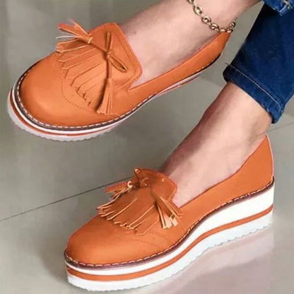 summer cross-border foreign trade new round head Japanese tassel women's casual lace platform lazy shoes flat shoes