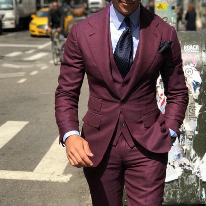 Wiaofellas Classy Wedding Tuxedos Suits Slim Fit Bridegroom For Men 3 Pieces Groomsmen Suit Male Cheap Formal Business  (Jacket+Vest+Pants）