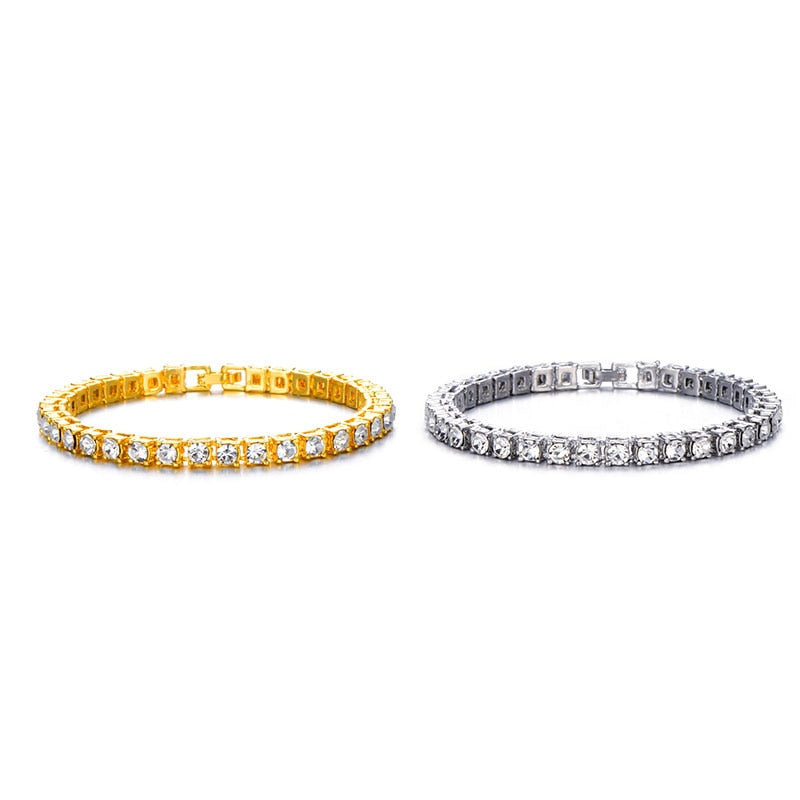 Hip hop 1row 2pcs vendendo bling cz iced out strass pulseira de zircônia cúbica pulseiras de cadeia de tênis para mulheres homens jóias