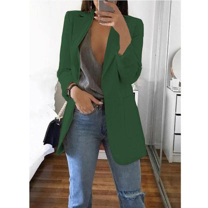 Anokhinaliza Women's Blazer jackets Spring Autumn Casual Plus Size Fashion Basic Notched Slim Solid Coats Office Ladies OutwearChic loosecoat