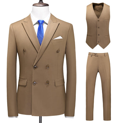 Dreiteiliger Männer Anzug Zweireiher Solide Business Formale Hochzeit Klassische  Slim Fit Smoking Weste Jacke Hosen