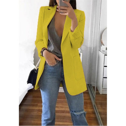 Anokhinaliza Women's Blazer jackets Spring Autumn Casual Plus Size Fashion Basic Notched Slim Solid Coats Office Ladies OutwearChic loosecoat