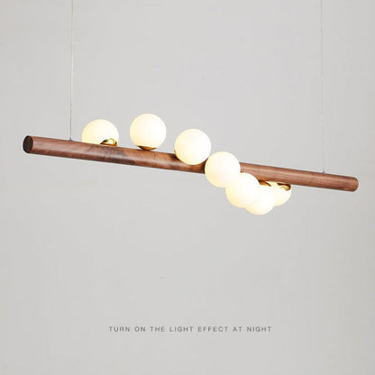 Spiraling Linear Glass Ball Chandelier - Modern Hanging Dining Room Light Fixture - Linnea