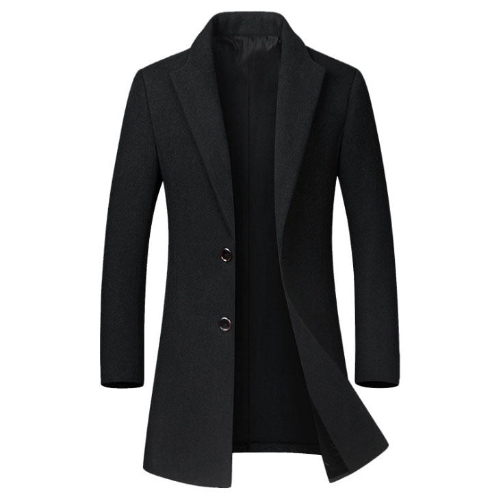 Winter Wolljacke Herren Hochwertiger Wollmantel lässig Slim Kragen Wollmantel Herren langer Baumwollkragen Trenchcoat