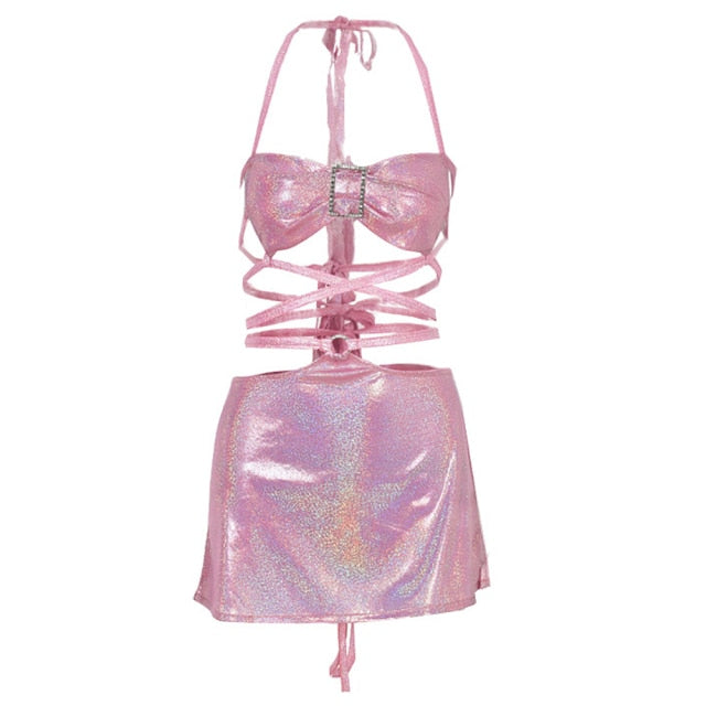 Glittery Pink Two Piece Set