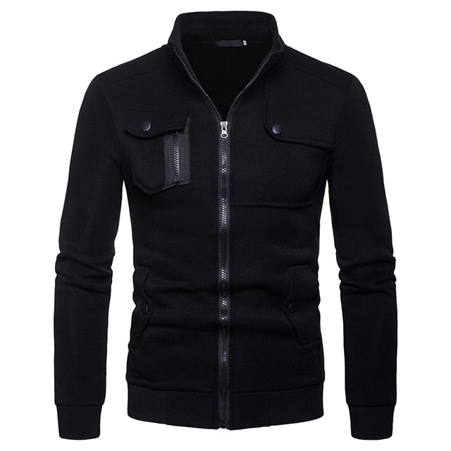 New Spring Autumn Hoodies Men Sweatshirts Casual British Style Zipped Stand Collar Men's Hip Hop Hoodie Size MWW133