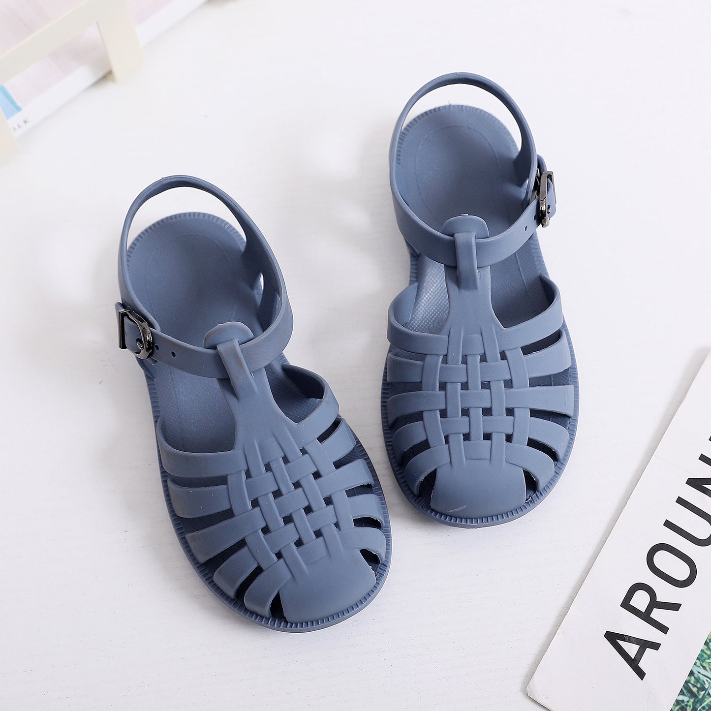Children's Baotou sandals spring and summer boys and girls soft bottom hollow hole shoes flat jelly shoes baby toddler shoes