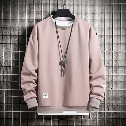 Mens Casual Sweatshirts Hoodie Men Two Pieces Multi Color O-Neck Fashion Harajuku Style Male Sweatshirt 2023 New