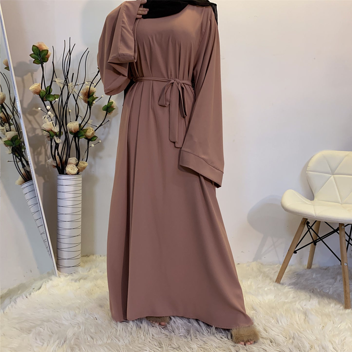 AliExpress ebay Amazon Middle East Dubai hot sale solid color large size tie Muslim dress 6394