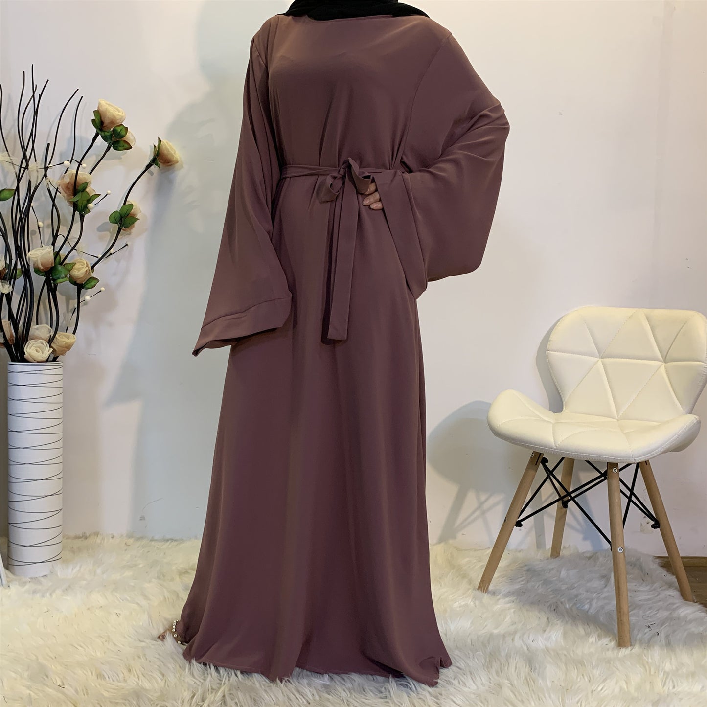 AliExpress ebay Amazon Middle East Dubai hot sale solid color large size tie Muslim dress 6394