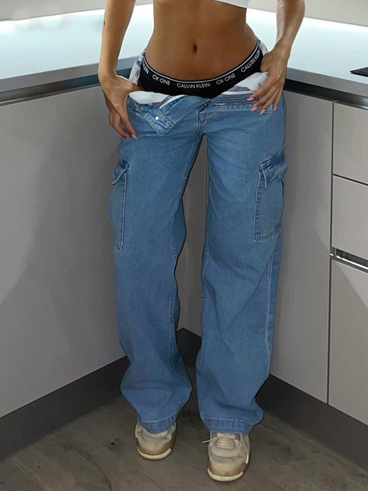 Straight Leg high waist Cargo Pants Women