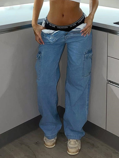 Straight Leg high waist Cargo Pants Women