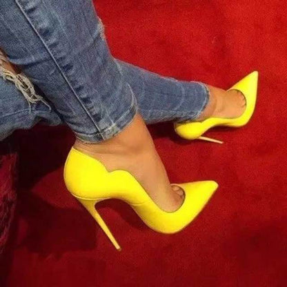 Yodwl Pink Curl Upper Women Patent Pointed Toe Stiletto High Heels Sexy Ladies Party Dress Shoes Club Dance Pumps Plus Size