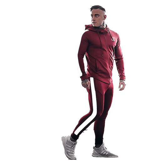 Men's Two Piece Tracksuit Set | Red Stripline Design