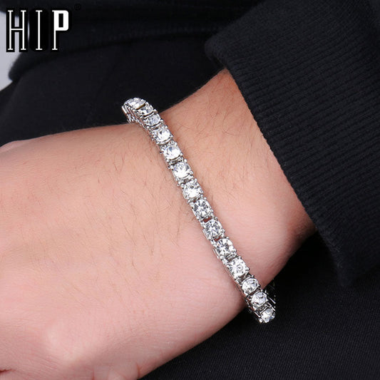 Hip hop 1row 2pcs vendendo bling cz iced out strass pulseira de zircônia cúbica pulseiras de cadeia de tênis para mulheres homens jóias