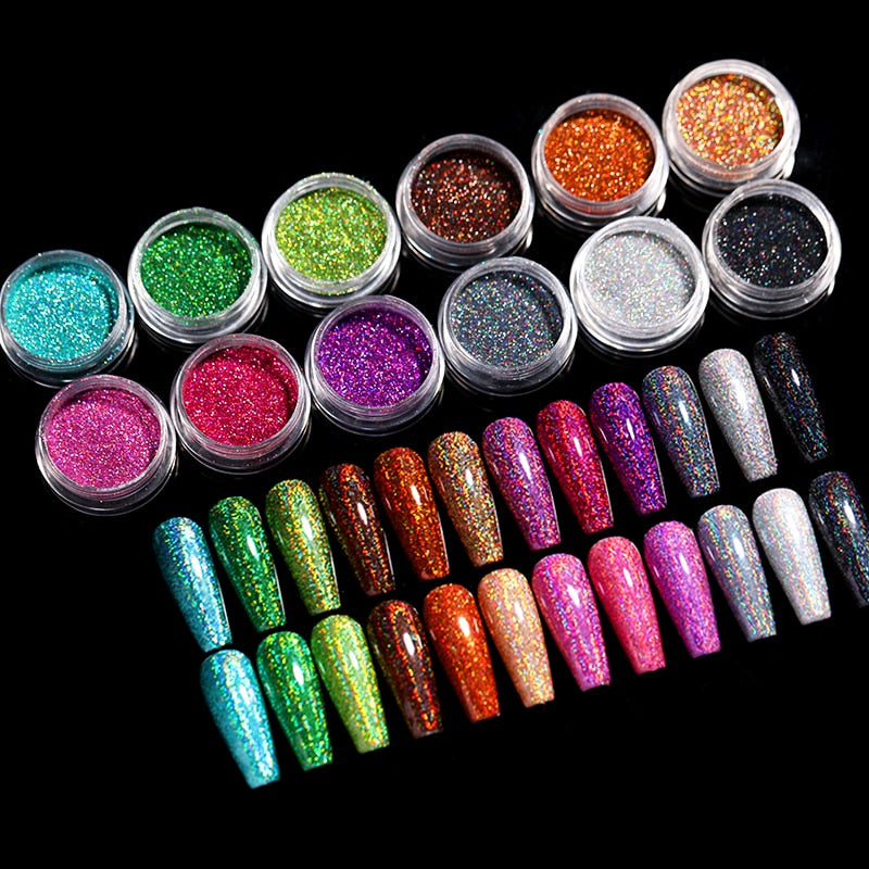 1 Box Hot Sale Holographics Nail Powder, chrome