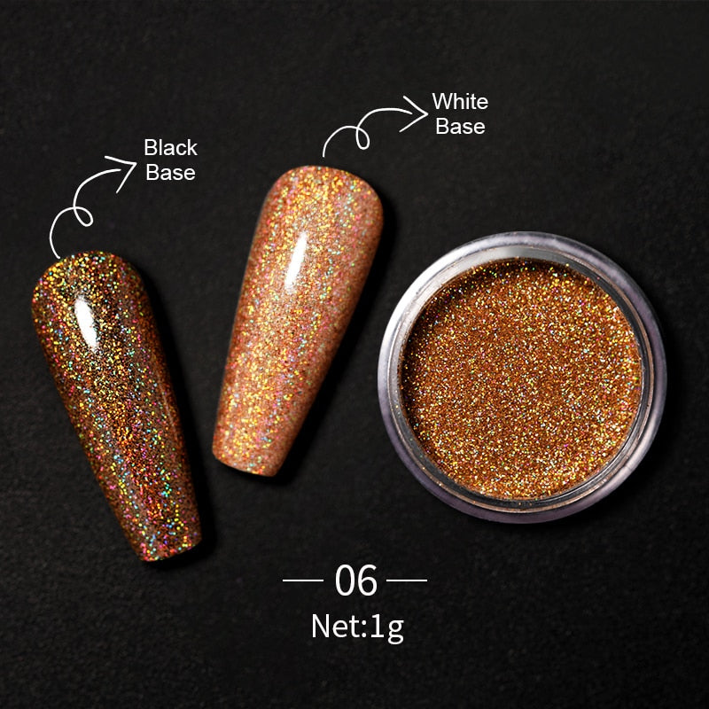 1 Box Hot Sale Holographics Nail Powder, chrome